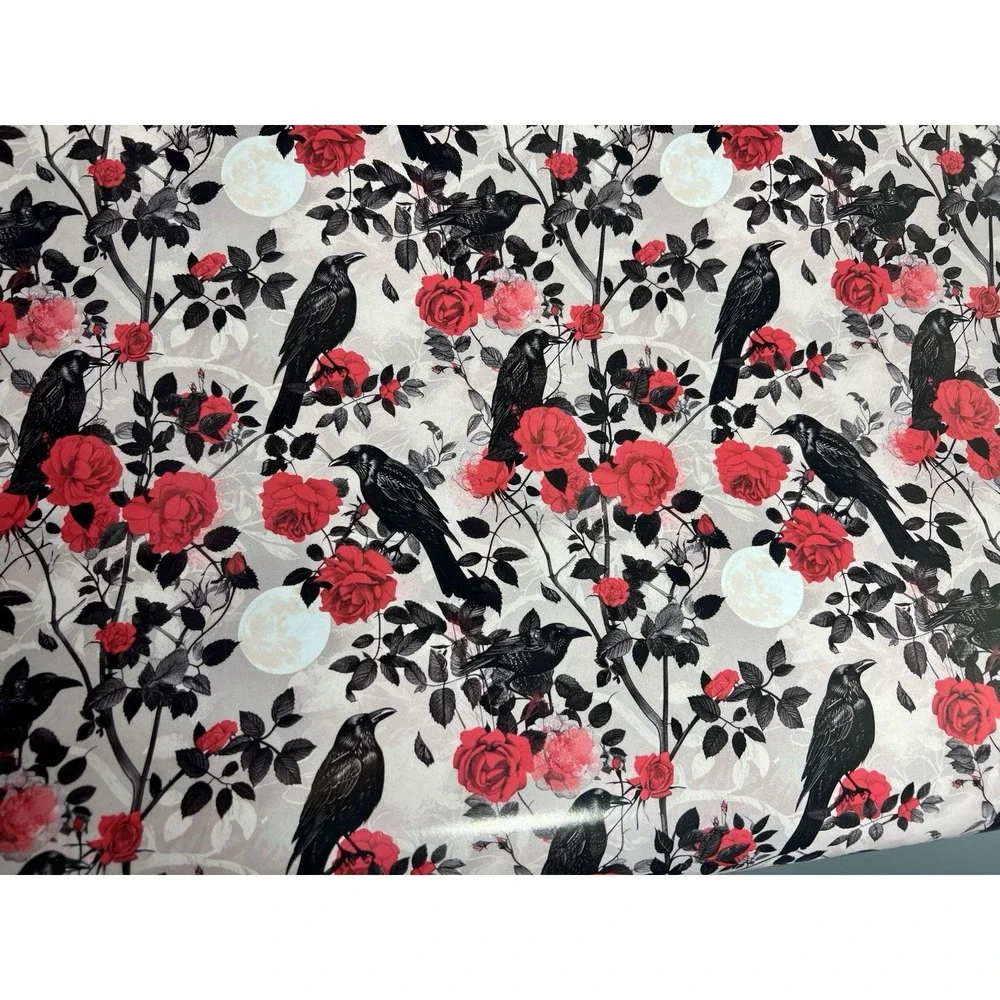 Gothic Crow & Red Rose Wrapping Paper Roll 30